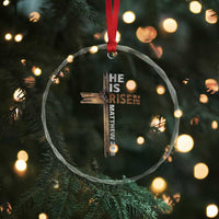 He is Risen Christian Crystal Glass Ornament Easter Cross Jesus Christian