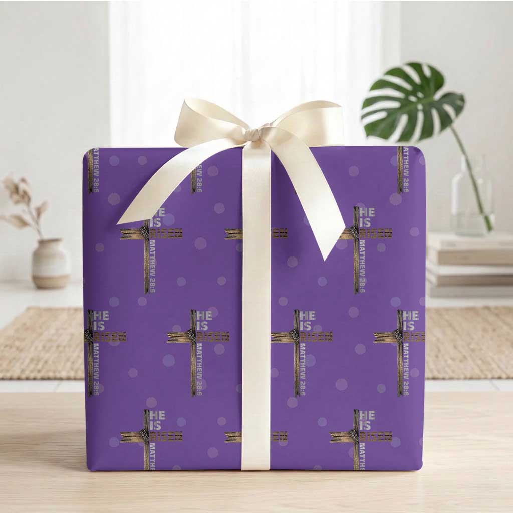 He is Risen Christian Wrapping Paper Roll Easter Cross Jesus Christian
