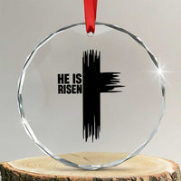 He Is Risen Crystal Glass Ornament Christian Easter Cross