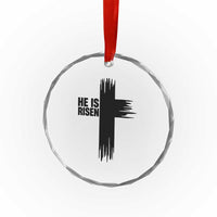 He Is Risen Crystal Glass Ornament Christian Easter Cross