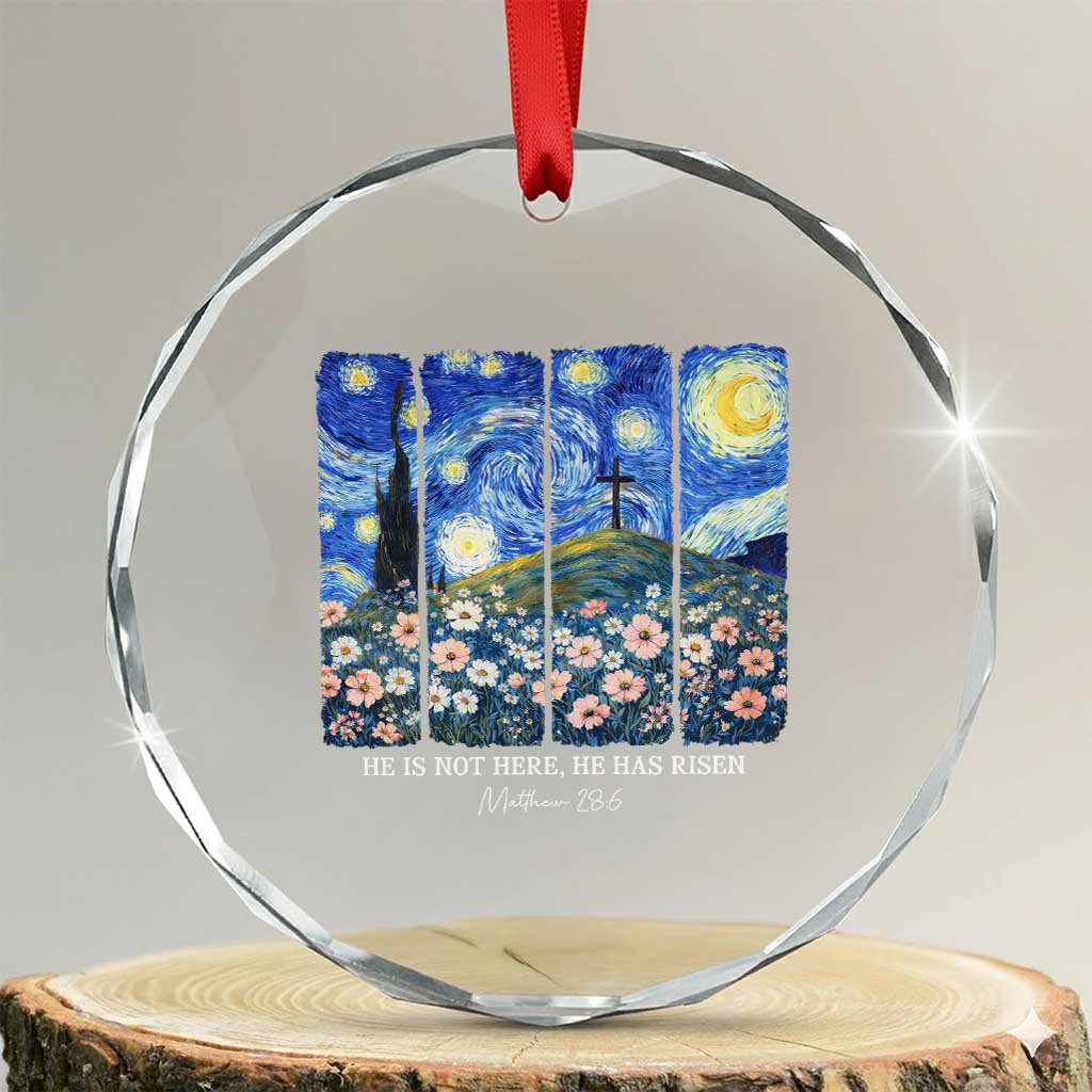 He is Risen Crystal Glass Ornament Christian Easter Starry Night Van Gogh