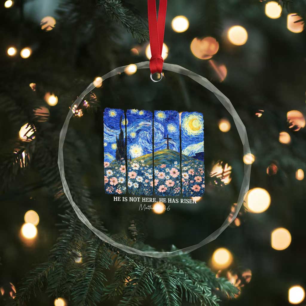 He is Risen Crystal Glass Ornament Christian Easter Starry Night Van Gogh