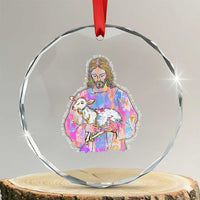 He Is Risen Crystal Glass Ornament Christian Religious Easter Day Bible Verse Sheep Glitter Print - Wonder Print Shop
