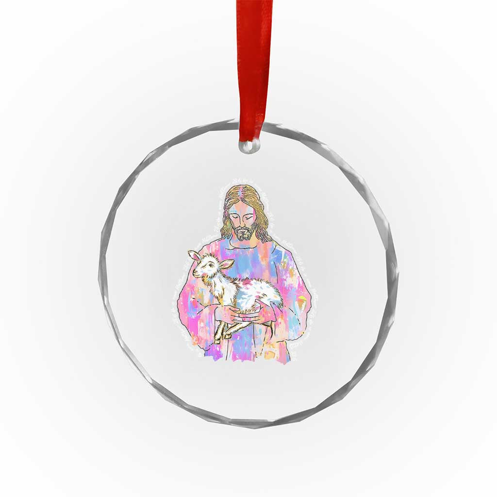 He Is Risen Crystal Glass Ornament Christian Religious Easter Day Bible Verse Sheep Glitter Print - Wonder Print Shop
