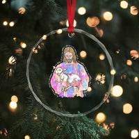 He Is Risen Crystal Glass Ornament Christian Religious Easter Day Bible Verse Sheep Glitter Print - Wonder Print Shop