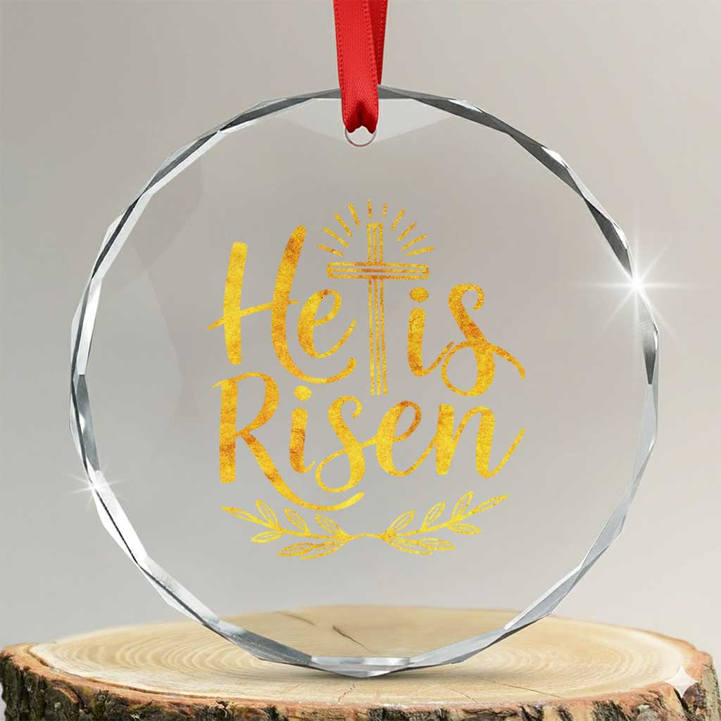 He Is Risen Crystal Glass Ornament Jesus Easter Religious Christians - Wonder Print Shop