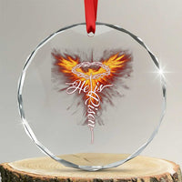 He Is Risen Crystal Glass Ornament Jesus Resurrection Easter Christian Cross Phoenix Rising - Wonder Print Shop