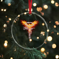 He Is Risen Crystal Glass Ornament Jesus Resurrection Easter Christian Cross Phoenix Rising - Wonder Print Shop