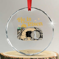 He Is Risen Crystal Glass Ornament Retro Vintage Easter Jesus Christian Apparel - Wonder Print Shop