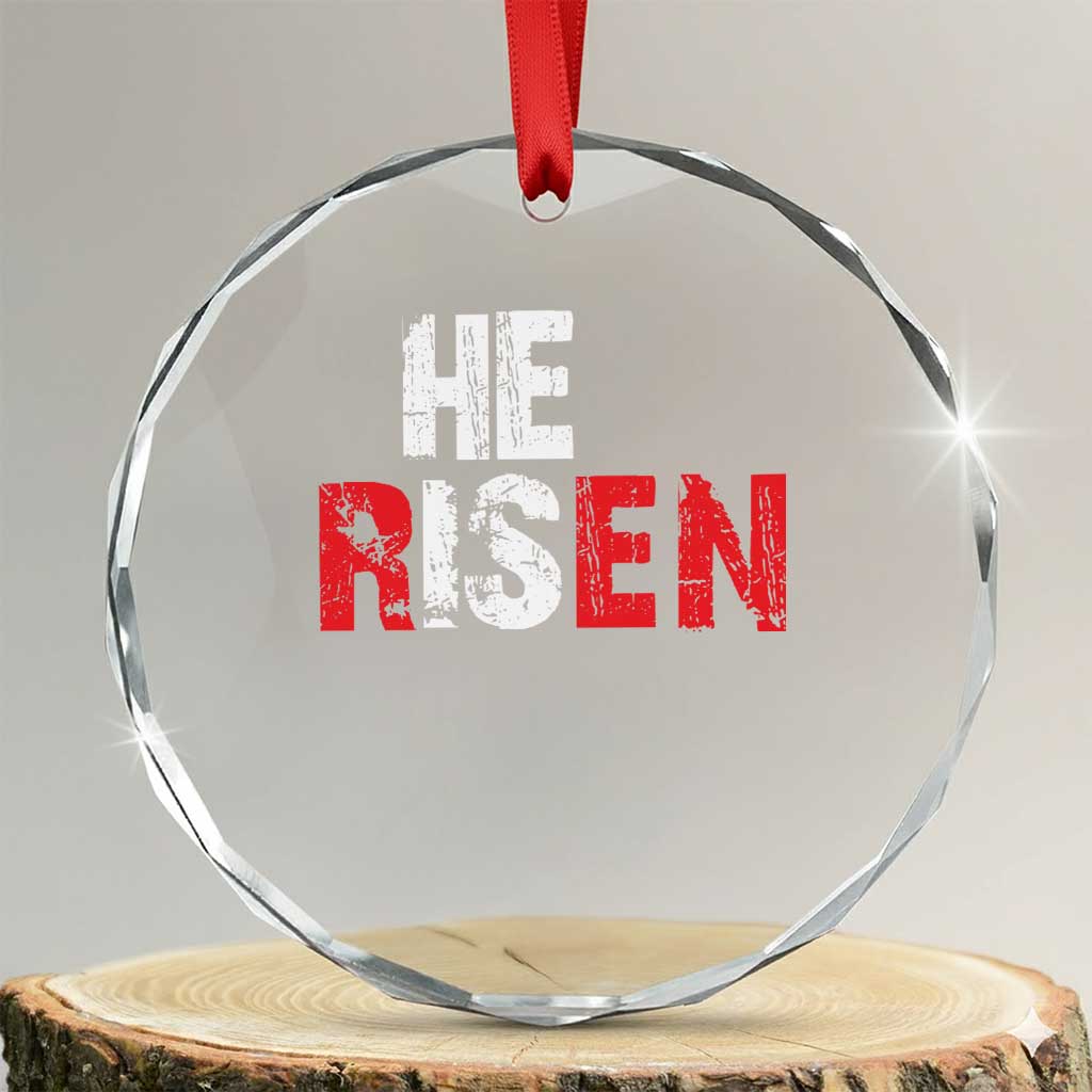 He Is Risen Crystal Glass Ornament Vintage Christian Religious Faith - Wonder Print Shop