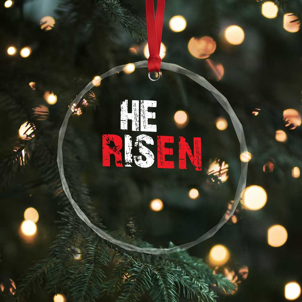 He Is Risen Crystal Glass Ornament Vintage Christian Religious Faith - Wonder Print Shop