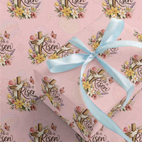 He Is Risen Floral Cross Christian Easter Wrapping Paper Roll Spring Flowers Butterfly Faith Inspirational Gift