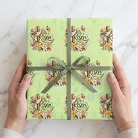 He Is Risen Floral Cross Christian Easter Wrapping Paper Roll Spring Flowers Butterfly Faith Inspirational Gift