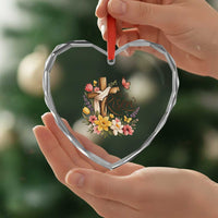 He Is Risen Floral Cross Christian Easter Heart Crystal Glass Ornament Spring Flowers Butterfly Faith Inspirational Gift
