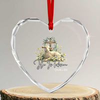 He Is Risen Heart Crystal Glass Ornament Christian Religious Easter Day Bible Verse Sheep - Wonder Print Shop