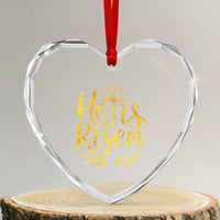 He Is Risen Heart Crystal Glass Ornament Jesus Easter Religious Christians - Wonder Print Shop