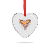 He Is Risen Heart Crystal Glass Ornament Jesus Resurrection Easter Christian Cross Phoenix Rising - Wonder Print Shop