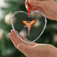 He Is Risen Heart Crystal Glass Ornament Jesus Resurrection Easter Christian Cross Phoenix Rising - Wonder Print Shop