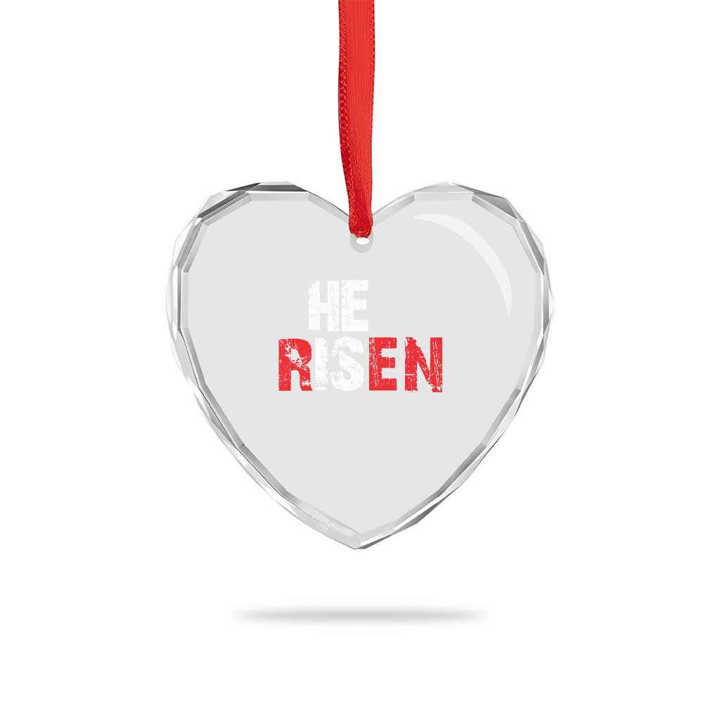 He Is Risen Heart Crystal Glass Ornament Vintage Christian Religious Faith - Wonder Print Shop