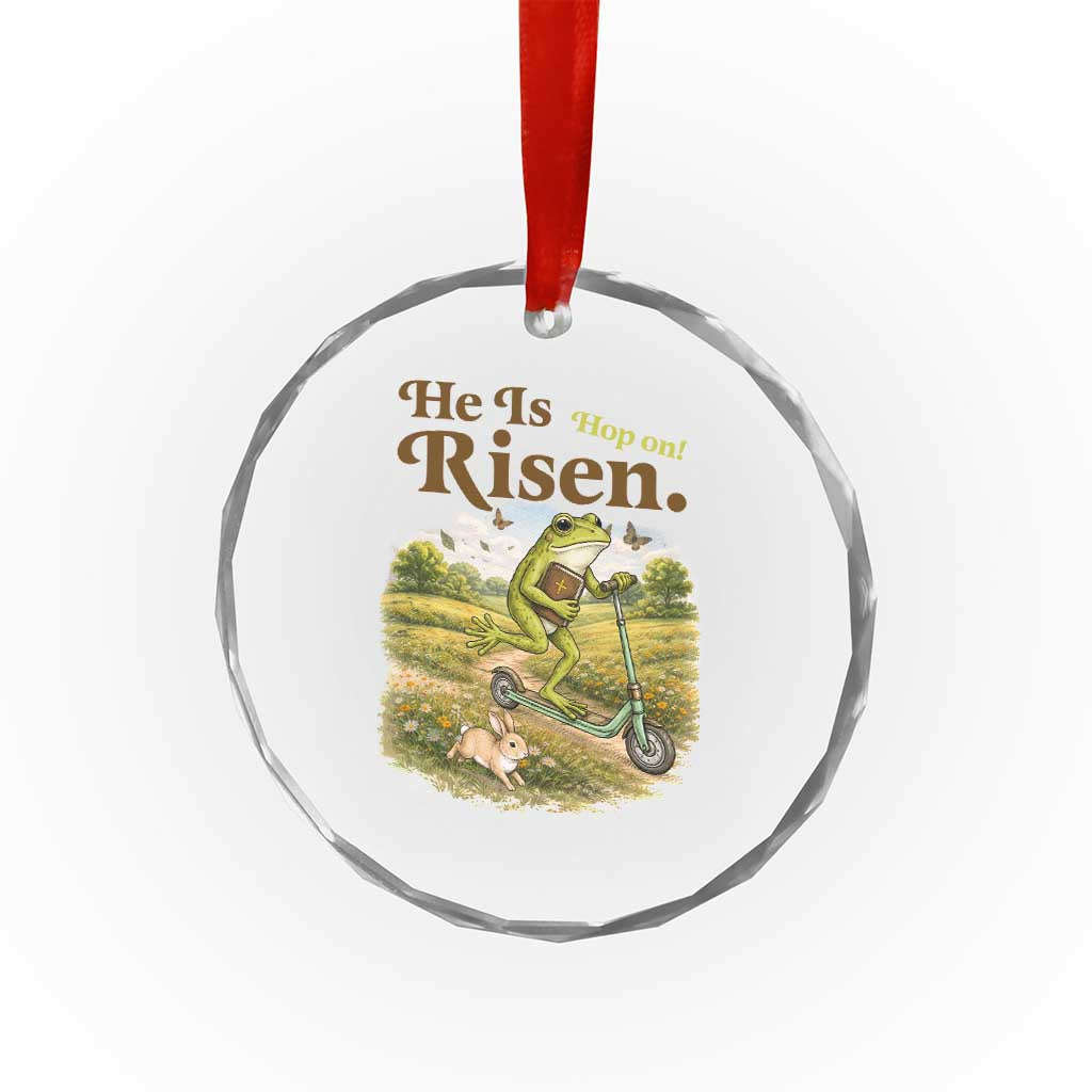 He Is Risen Hop On Crystal Glass Ornament Christian Easter Frog