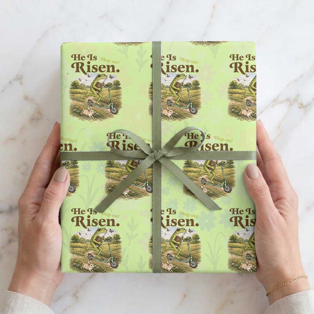 He Is Risen Hop On Wrapping Paper Roll Christian Easter Frog