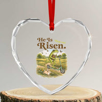 He Is Risen Hop On Heart Crystal Glass Ornament Christian Easter Frog