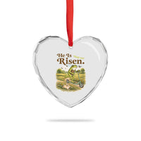 He Is Risen Hop On Heart Crystal Glass Ornament Christian Easter Frog