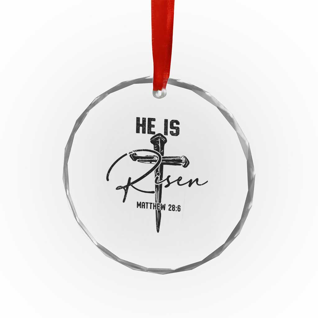 He Is Risen Matthew 28:6 Christian Easter Crystal Glass Ornament Nail Cross Faith Religious Inspirational Gift