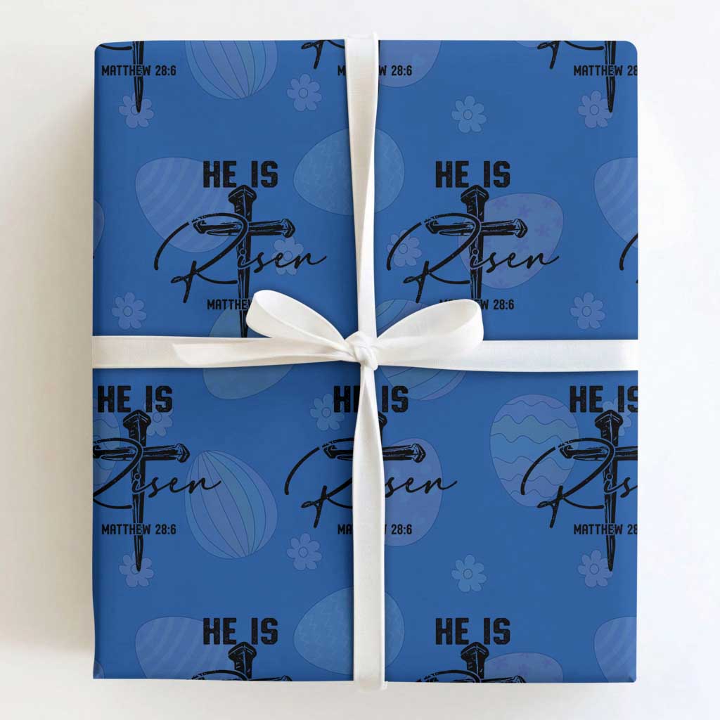 He Is Risen Matthew 28:6 Christian Easter Wrapping Paper Roll Nail Cross Faith Religious Inspirational Gift