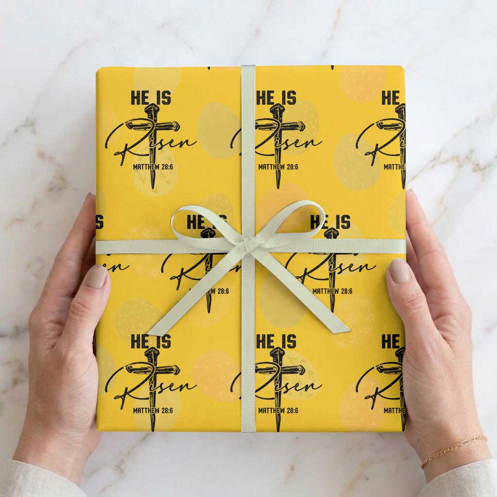 He Is Risen Matthew 28:6 Christian Easter Wrapping Paper Roll Nail Cross Faith Religious Inspirational Gift
