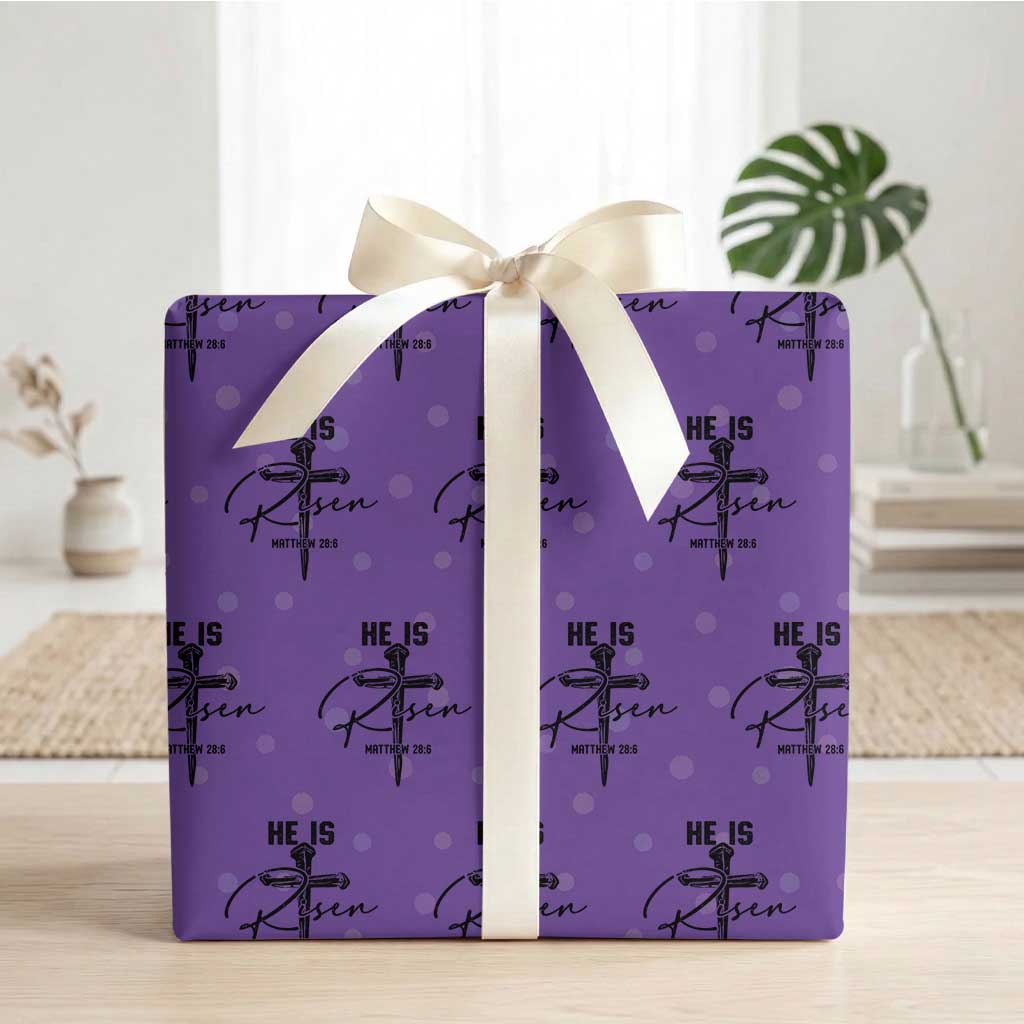 He Is Risen Matthew 28:6 Christian Easter Wrapping Paper Roll Nail Cross Faith Religious Inspirational Gift