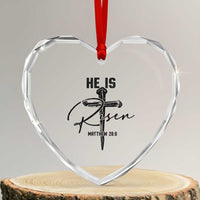He Is Risen Matthew 28:6 Christian Easter Heart Crystal Glass Ornament Nail Cross Faith Religious Inspirational Gift
