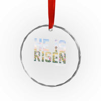He Is Risen Matthew 28:6 Floral Christian Easter Crystal Glass Ornament Spring Flowers Cross Landscape Faith Inspirational Gift