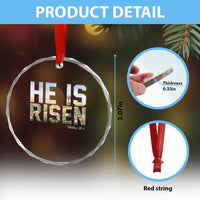 He Is Risen Matthew 28:6 Floral Christian Easter Crystal Glass Ornament Spring Flowers Cross Landscape Faith Inspirational Gift