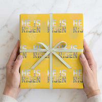 He Is Risen Matthew 28:6 Floral Christian Easter Wrapping Paper Roll Spring Flowers Cross Landscape Faith Inspirational Gift