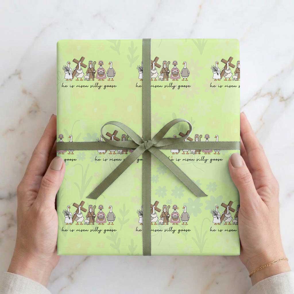 He Is Risen Silly Goose Wrapping Paper Roll Funny Christian Easter