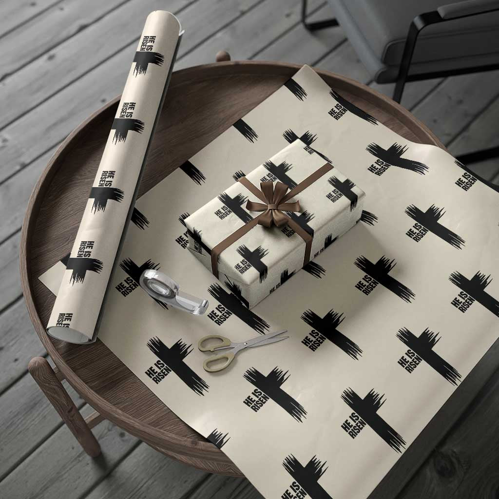 He Is Risen Wrapping Paper Roll Christian Easter Cross