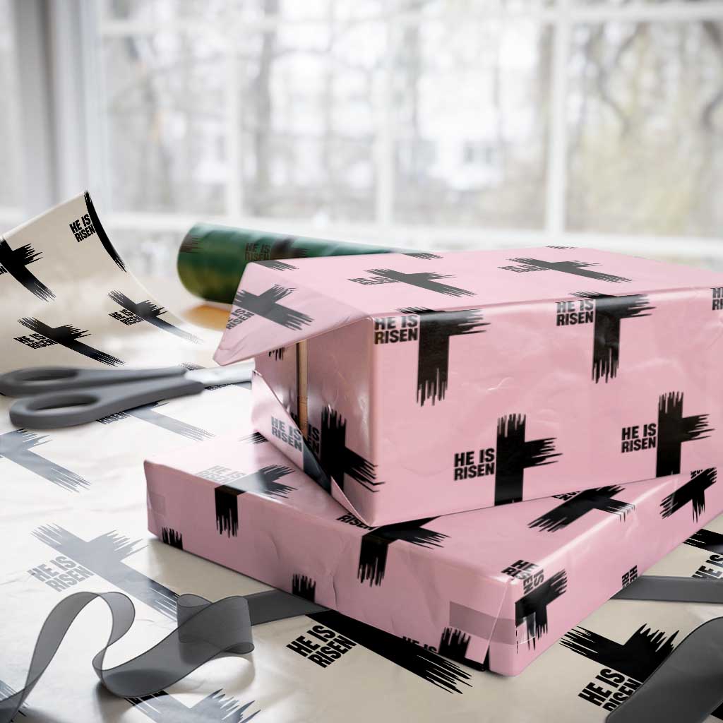 He Is Risen Wrapping Paper Roll Christian Easter Cross