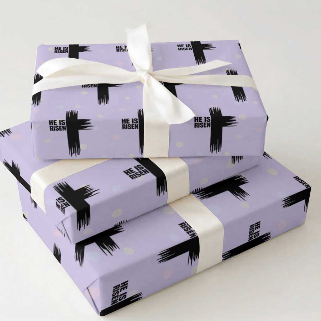 He Is Risen Wrapping Paper Roll Christian Easter Cross