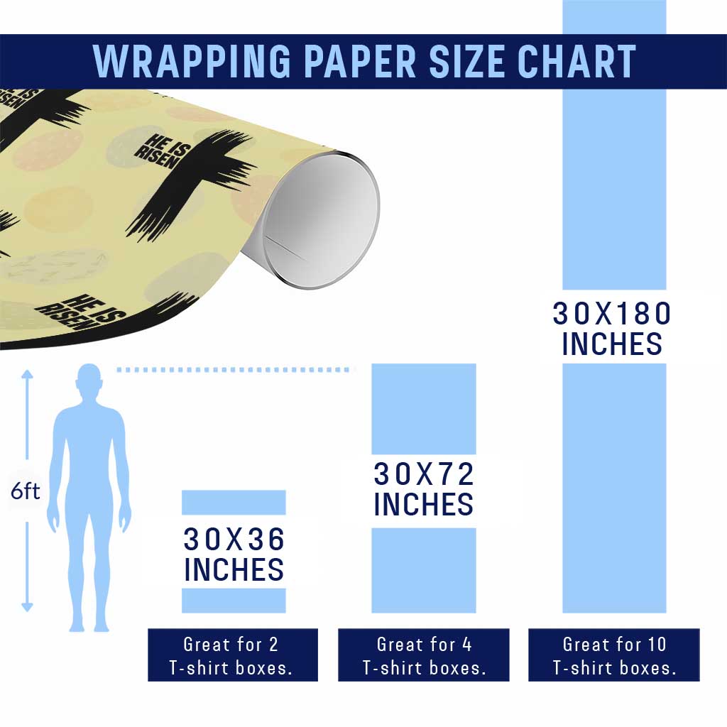 He Is Risen Wrapping Paper Roll Christian Easter Cross
