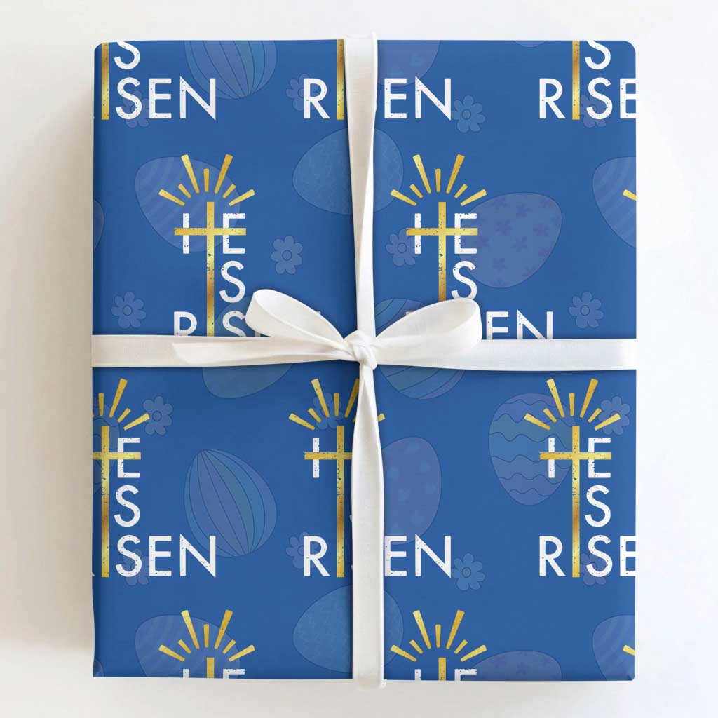 He Is Risen Wrapping Paper Roll Christian Easter Day Religious Bible Verse Cross