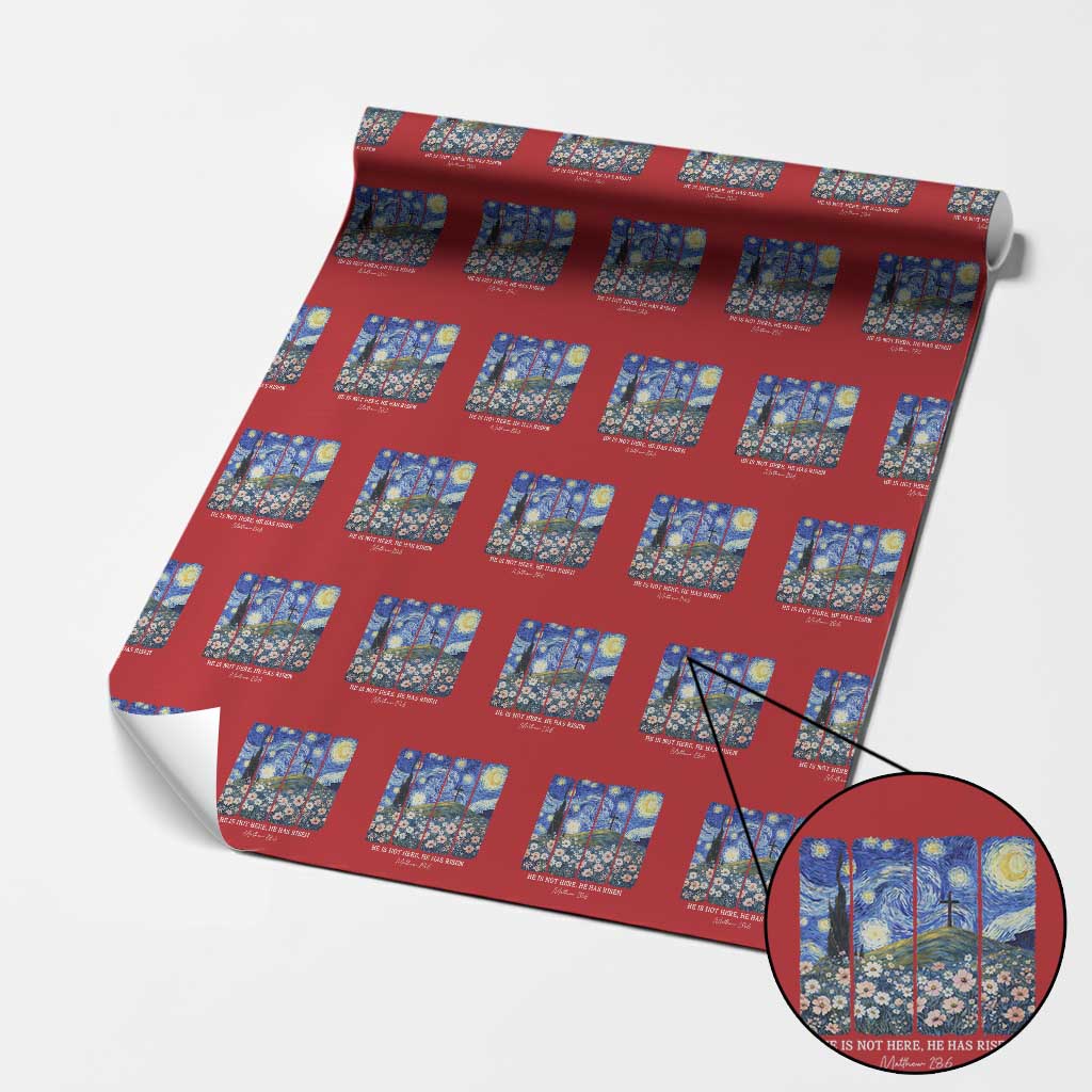 He is Risen Wrapping Paper Roll Christian Easter Starry Night Van Gogh