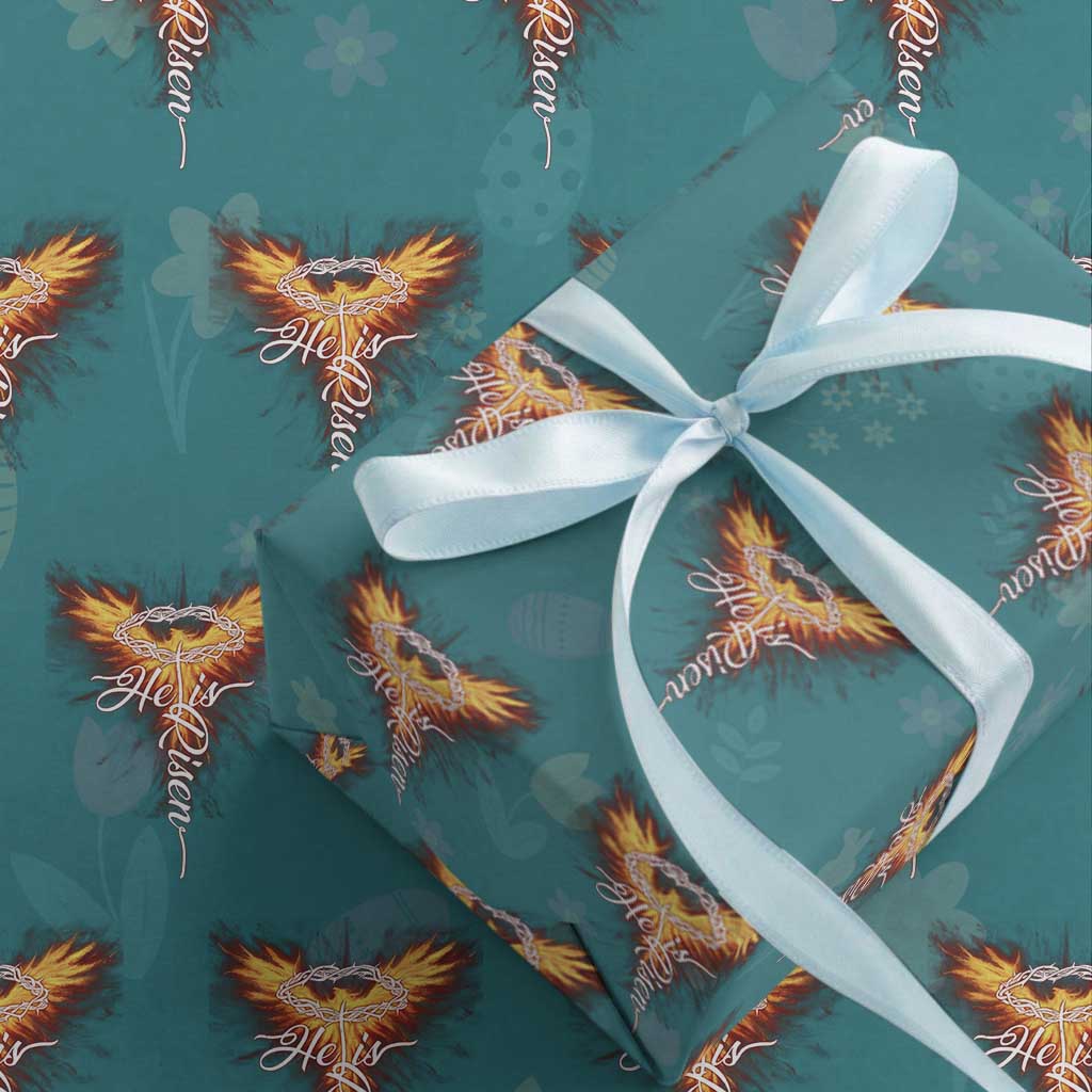 He Is Risen Wrapping Paper Roll Jesus Resurrection Easter Christian Cross Phoenix Rising