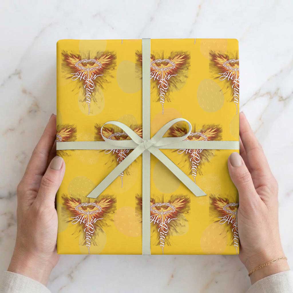 He Is Risen Wrapping Paper Roll Jesus Resurrection Easter Christian Cross Phoenix Rising