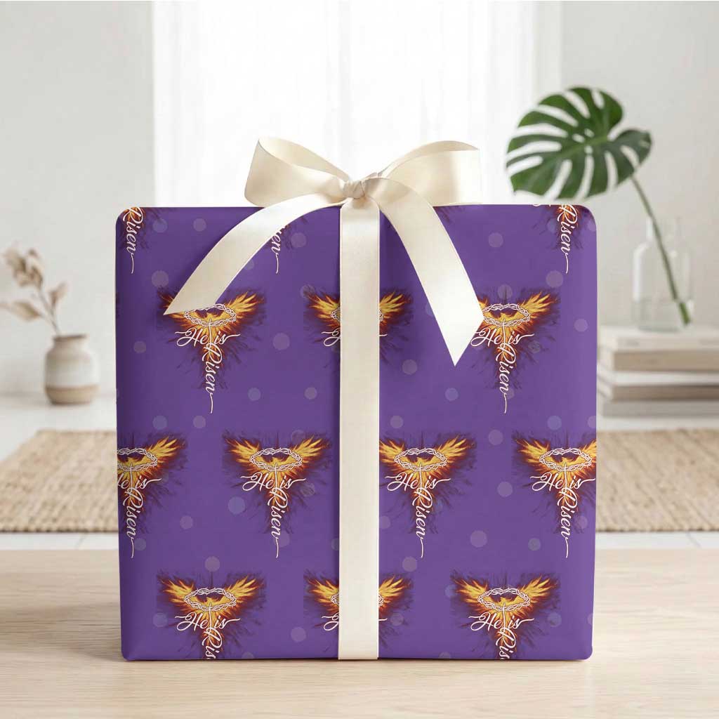 He Is Risen Wrapping Paper Roll Jesus Resurrection Easter Christian Cross Phoenix Rising