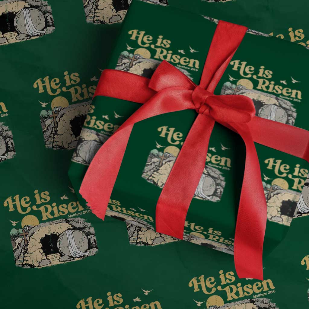 He Is Risen Wrapping Paper Roll Retro Vintage Easter Jesus Christian Apparel - Wonder Print Shop