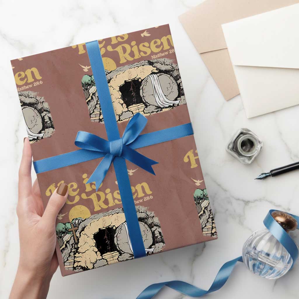 He Is Risen Wrapping Paper Roll Retro Vintage Easter Jesus Christian Apparel - Wonder Print Shop