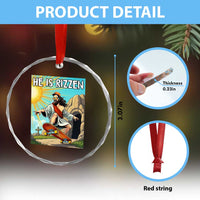 He is Rizzen Crystal Glass Ornament Funny Jesus Skateboarding Christian Meme - Wonder Print Shop