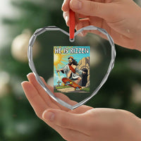 He is Rizzen Heart Crystal Glass Ornament Funny Jesus Skateboarding Christian Meme - Wonder Print Shop