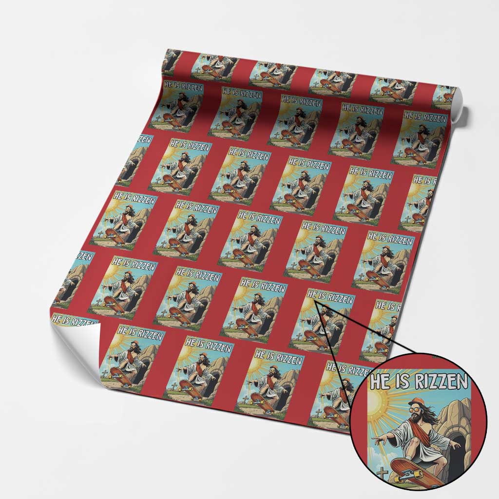 He is Rizzen Wrapping Paper Roll Funny Jesus Skateboarding Christian Meme - Wonder Print Shop